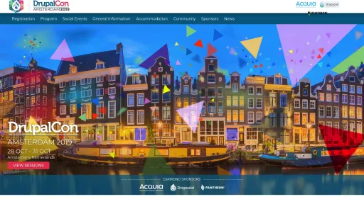 Chipway a particip&eacute; au DrupalCon Amsterdam 2019. B&acirc;timents color&eacute;s au bord d'un canal avec des formes g&eacute;om&eacute;triques color&eacute;es.